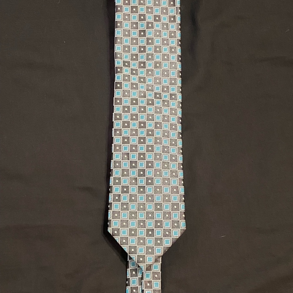 Green/blue squared designed tie
